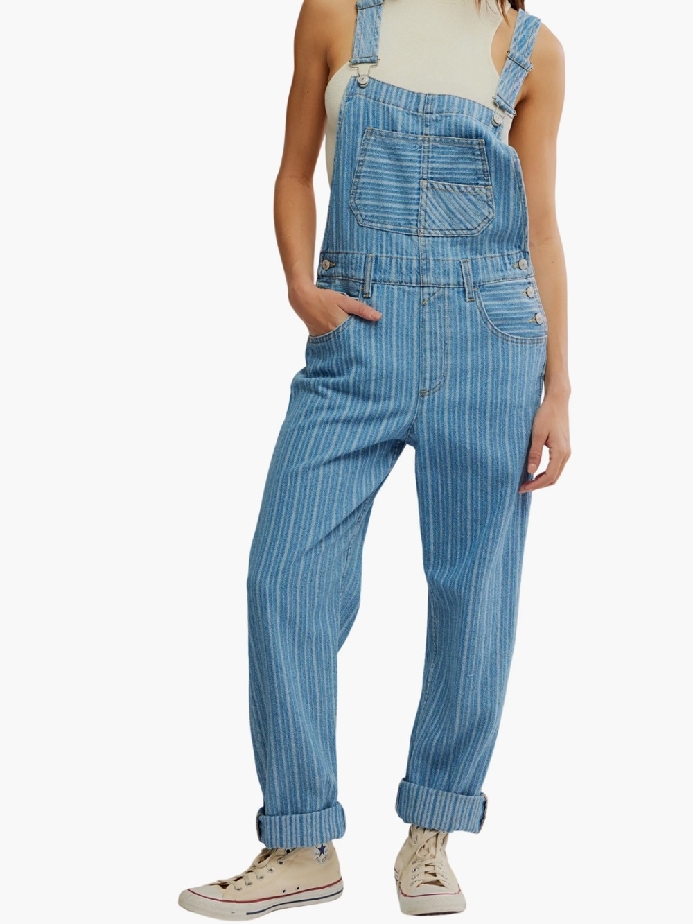 We The Free - Ziggy Stripe Denim Overalls - Picture 8 of 8